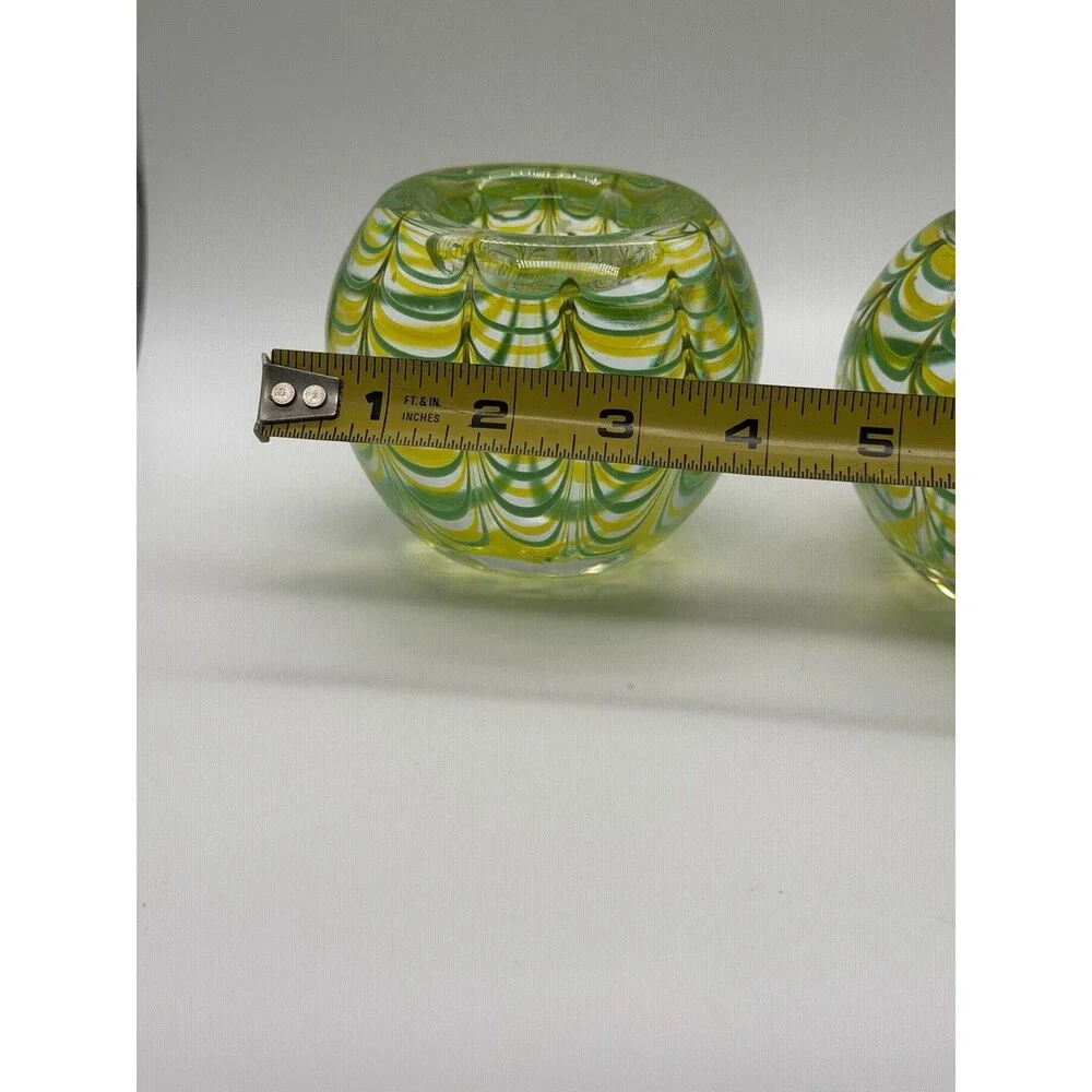 Vintage Gorgeous Designs China Yellow & Green Glass Tea Light Holders